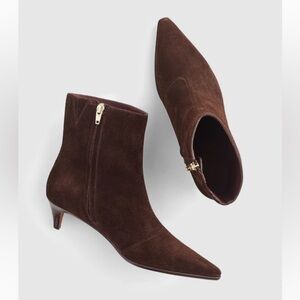 New Madewell The Emilie Ankle Boot Dark Carob Brown Suede Womens Size 8.5